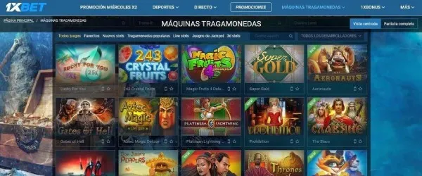 Sección de juegos en 1xBet