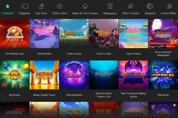Sección de juegos del casino bet365 en Chile
