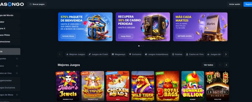 Pantalla de Casongo casino