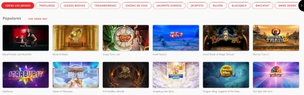 Sección de juegos en Royal Panda