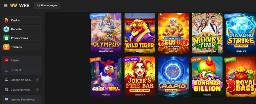 Pantalla de w88 casino